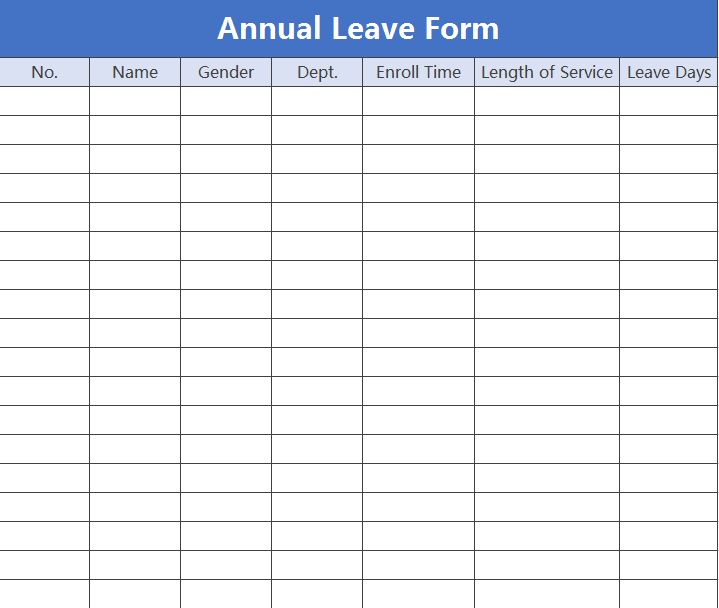 EXCEL of Annual Leave Form.xls WPS Free Templates